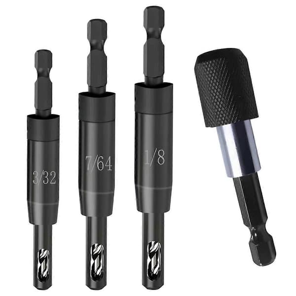 Selvcentrerende bor 3/32\", 7/64\", 1/8\" med bitholder til 1/4 tomme bits sekskantsskaft, borcenter lokaliseringsbor