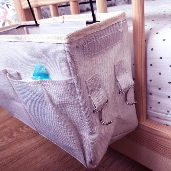 Bärbar babyvård väska förvaring för spjälsäng, 1 st (vit)