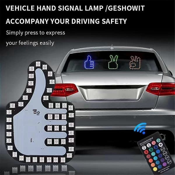 Universal Funny Car Finger Light with Remote Control OK Gesture Lamp Luminous Panel Decal for Car Window Decoration
