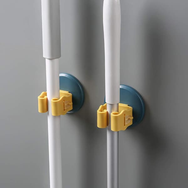 Multifunksjonell veggmontert moppholder, selvklebende moppkost H