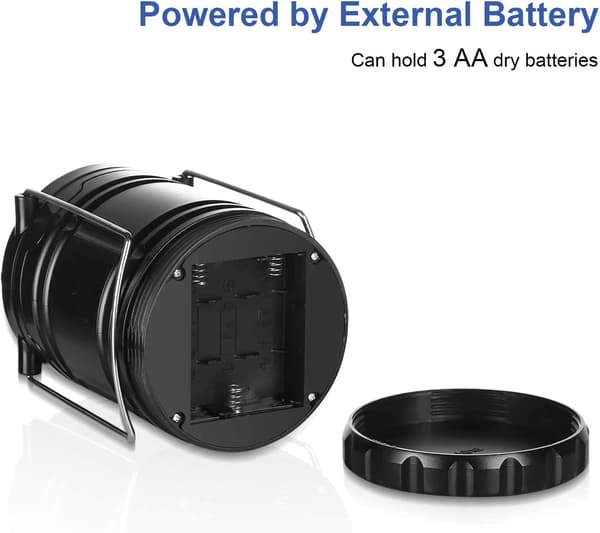 Campinglamper, 2-pak batteridrevne, campinglamper med sammenklappelig krog (batterier medfølger ikke)