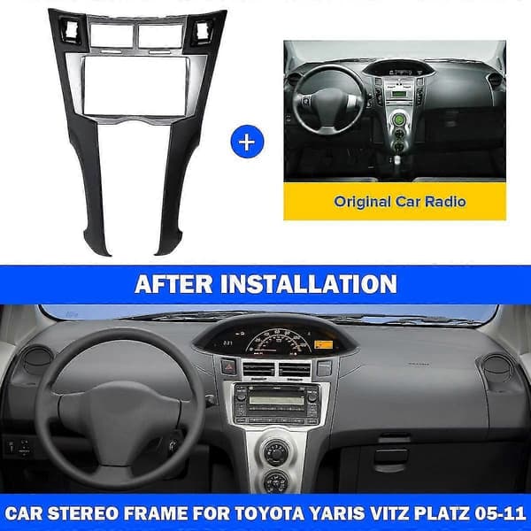 2 Din Bil Stereo Ramme Trim Kit til Instrumentbræt til Yaris Vitz Platz 2005-2011 DVD-afspiller Installation
