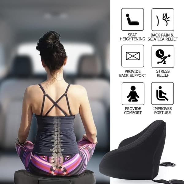 Car Lumbar Support Cushion - 2-in-1 Memory Foam Ergonomic Back Cushion Seat Pad for Car and Office