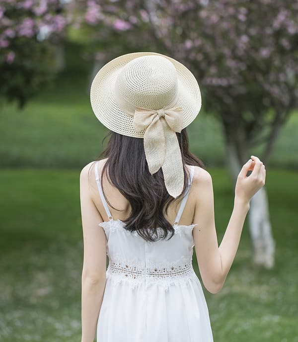 Stråhat til damer, solhat til stranden, sammenfoldelig med bred skygge, sommerhat med UV-beskyttelse Beige