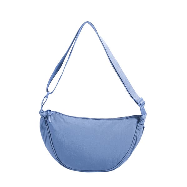 Women's Half Moon Bag, Nylon Bag, Crossbody Bag, Portable Half Moon Shaped Handbag with Adjustable Strap, Solid Color