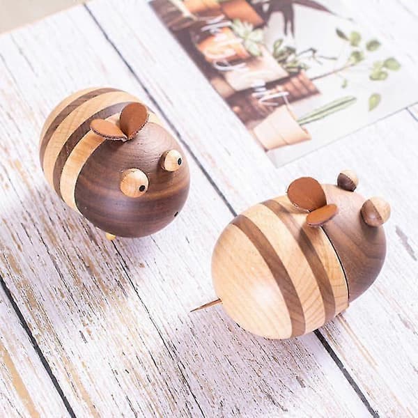 Toothpick Holder Large Capacity Easy Access Hole Design Wooden Bee-shaped Toothpick Holder Friend Gift
