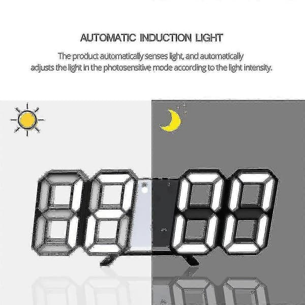 Moderni 3D Suuri Seinäkello LED Digitaalinen USB Elektroninen Kello Seinällä Valoisa Herätyskello
