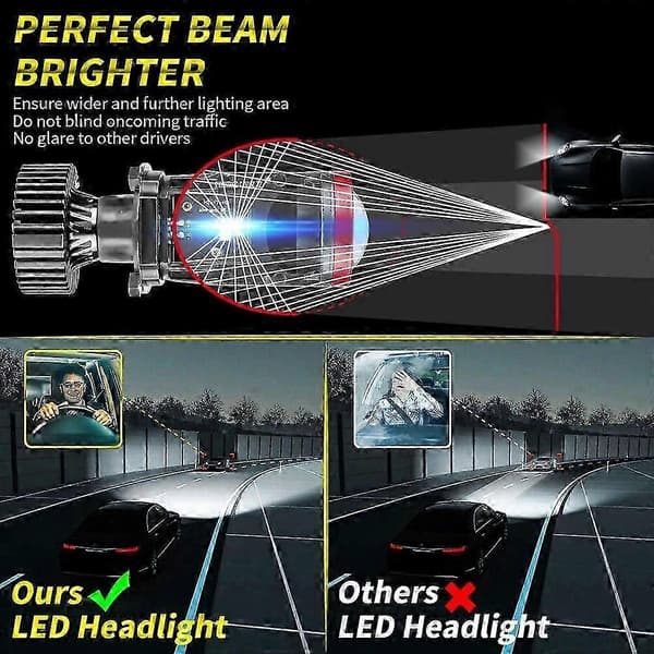Y7D H4 LED Headlight Car Bulb 6500K 90W 18000Lm Conversion Kit High/Low Beam.