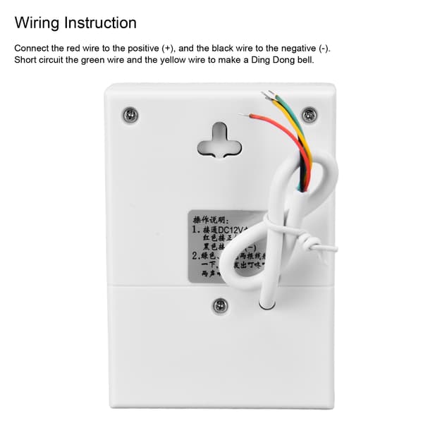 12V Wired Electronic Doorbell Dingdong Ringtone 90dB White Access Control for Hotel Home