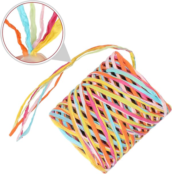 Paper Raffia, 6-Ply Colorful Raffia Paper Tape, Natural Raffia Spool for Gift Wrapping, Decoration