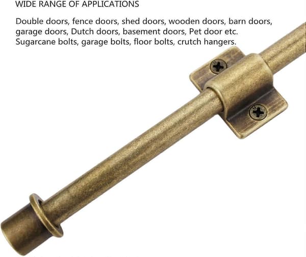 Heavy Duty Cane Bolts, Garage Bolts 10\", Extra Long Solid Bronze Slide Bolts (FMY)