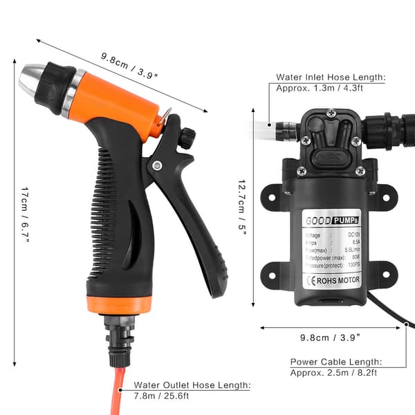Biltvätt, 12V vattenpump, högtryckstvätt, självsugande bärbar elektrisk minitvätt, biltillbehör