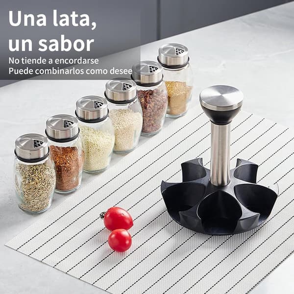 Spice Organizer | 360° Rotatable | With 6 Spice Jars | Glass Jars | 6 Spice Jars on Stand |