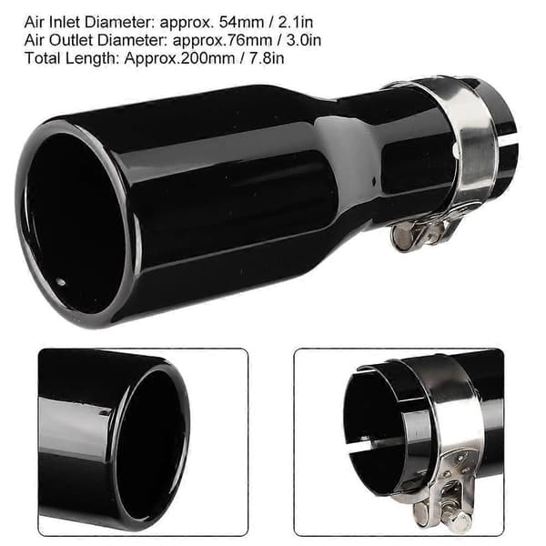 Universelt Bil Eksosrør Bakre Hals Rustfritt Stål Lyddemperender med Klemme 54-76-200mm