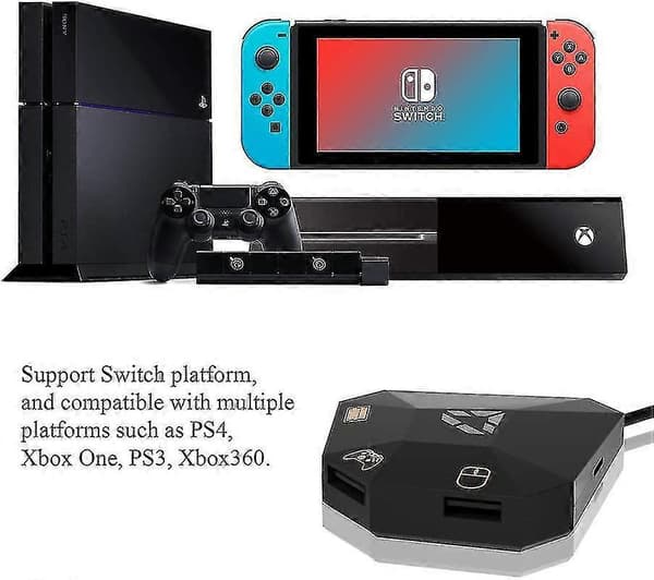 Tastatur- og museadapter til Nintendo Switch/ PS4/ PS3/ Xbox One/ Xbox 360 Konverter