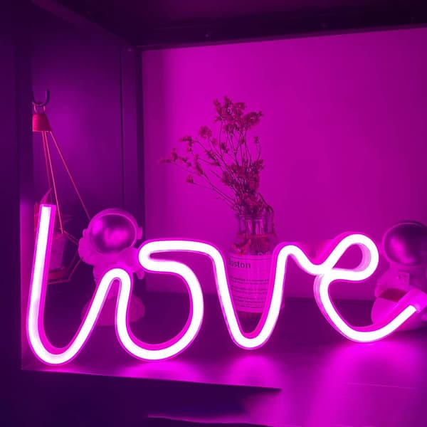 Love Neon Light Pink Neon Sign Neon Sculpture Wall Lamp USB/Battery