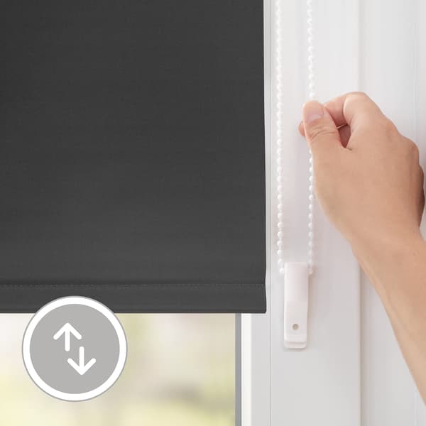 Thermal roller blind without drilling, blackout roller blind, dark grey, 90 cm x 200 cm grey grey