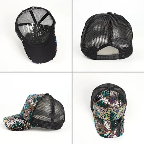 Paillet Baseballkasket Trendy Mesh Åndbar Hat til Kvinder og Mænd Rosa pink pink