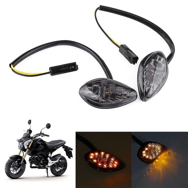 1 par motorsykkel innfelte LED-blinklys, ravfarget, for Honda Grom 2014-2016