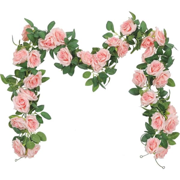 3-pack Artificial Hanging Flowers, Artificial Ivy Garland, Rose Baskets, Wedding Garden Decoration (6.0 m per string)