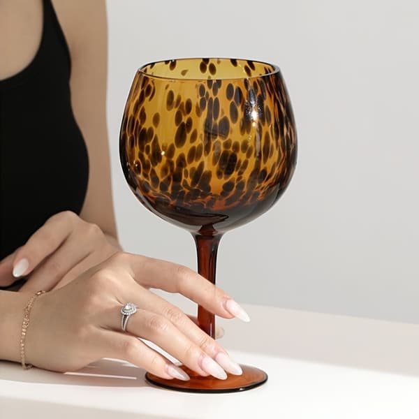 Vintage Leopardmønstrede Vinglas Elegante Høje Glas Holdbart Glas Hjemmefester 2pcs