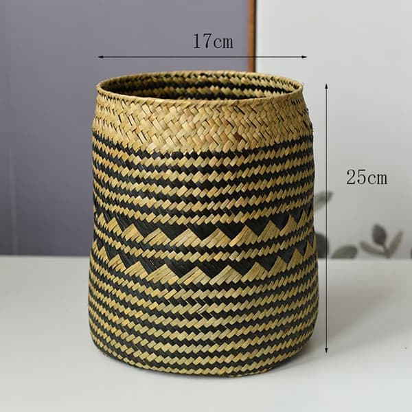 Natural Woven Herb Plant Basket, Creative Boho Vase Dried Cornflower Vase Flower Pot for Home Decor, B(L)