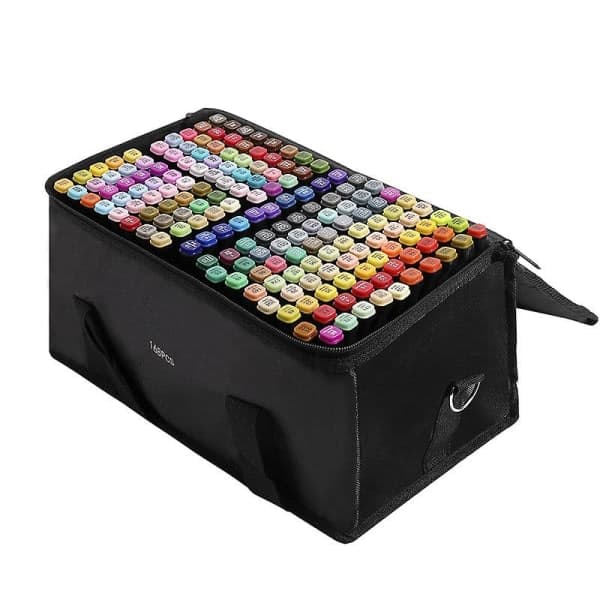 Colored Set, 1 Second Quick Dry Marker Pens, Dual Tip Marker Pens for Artists, with Storage Base for Students and Manga