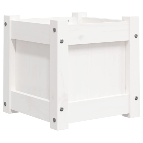 Plant box white 31x31x31 cm solid pine