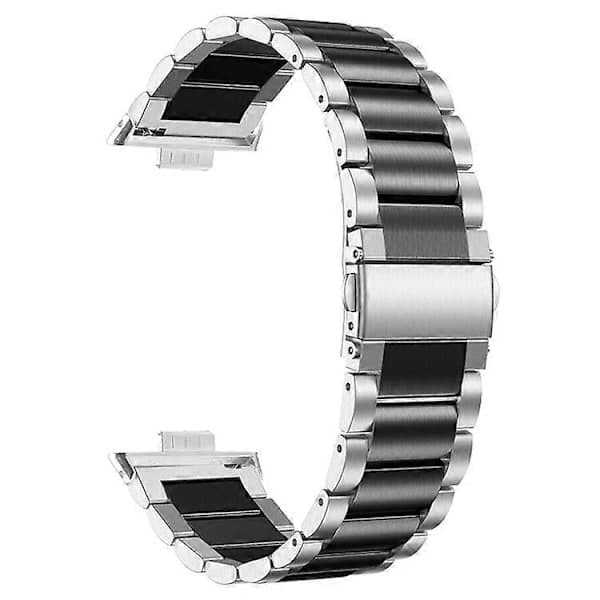 Kompatibel med Huawei Watch Fit 3 Urrem, Tre-rækket Armbånd i Rustfrit Stål, Sort