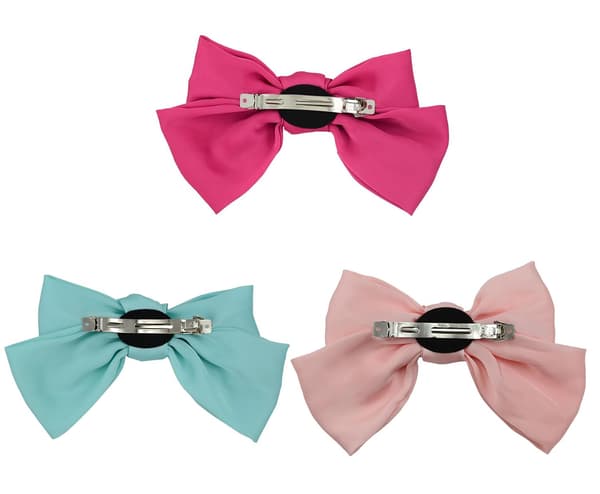 Hårspenne for kvinner og jenter, chiffon, stor, ensfarget, 3 stk