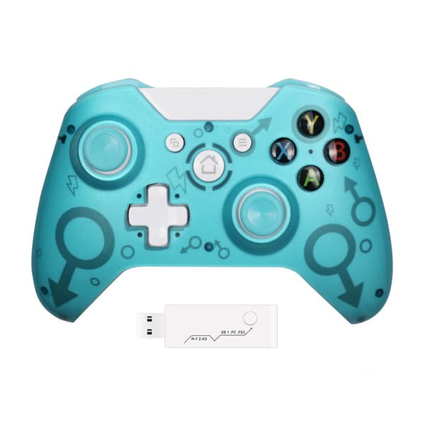 Trådløs controller til Xbox One, uden headset-stik, 2,4 GHz spilcontroller Gamepad kompatibel med Xbox One S/X PC (grøn)