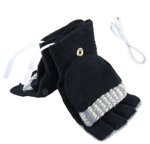 Sorte USB-opvarmede handsker, elektriske opvarmede handsker justerbar temperatur