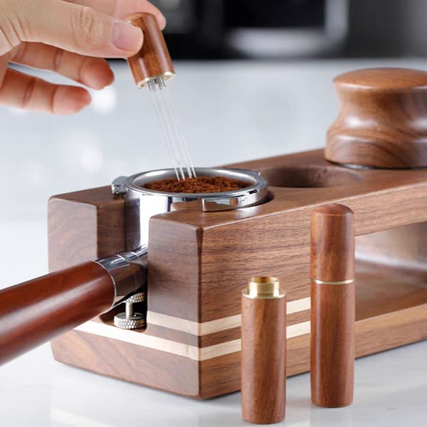 Portable Lightweight Natural Brown Solid Wood Cylinder Storage Container for Small Accessories with Gold Accent Band 86mm Height 18mm Diameter