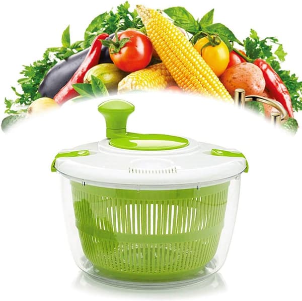 5L Quick and Easy Salad Spinner with Secure Lid and Rotating Handle, Easy to Dry and Clean
