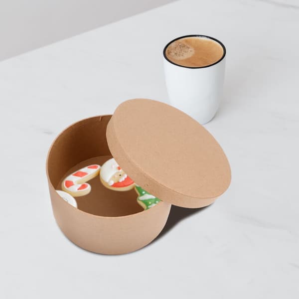 Runde kraftpappesker for kjeks, kaker, muffins - Sett med 10, 12 eller 24