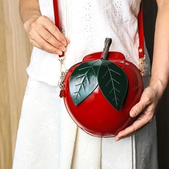 Axelväska i äppelform Crossbody PU-läderhandväska -