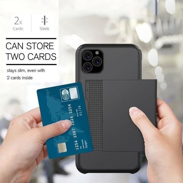 iPhone 11 Stødsikkert etui med kortpladser Farve-Pung Sort til iPhone 11 Sort