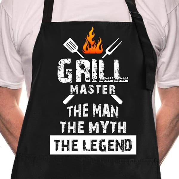Grill Master Forkle for menn med lomme Justerbart Vanntett Oljetett Matlaging BBQ Forkle Gave Svart Én Størrelse