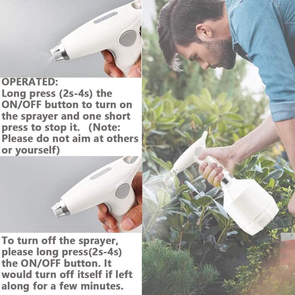 Elektrisk Sprayflaske, for Innendørs/Utendørs Planter, Automatisk Vanning av Planter, 1000ML, Hvit