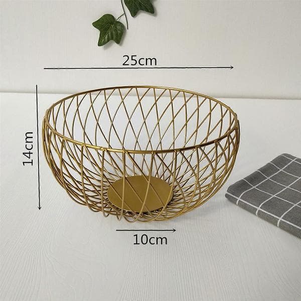 Robust Wrought Iron Fruit Basket 25x25x14cm/28.5x28.5x12cm for Serving from Kitchen to Table with Smooth Multi-Process Craftsmanship