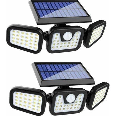 Udendørs solcellelamper (sæt med 2), 74 LED-perler, IP65 vandtæt, 360° vidvinkelbelysning