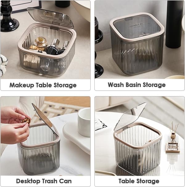 Mini Trash Can with Lid, Small Desktop Trash Can, Removable Small Trash Can, Ultimate Mini Desktop Storage Box, Small Trash Can for Car, Bathroom, Kitchen