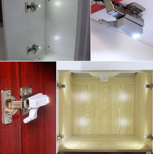3-pak Universal LED, Hængselsensorlampe til Skab, Garderobe, Natlampe til Køkken