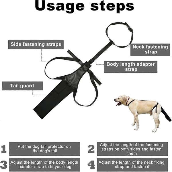 Tail Protector for Dogs, Tail Cover for Wounds Black Dog Harness