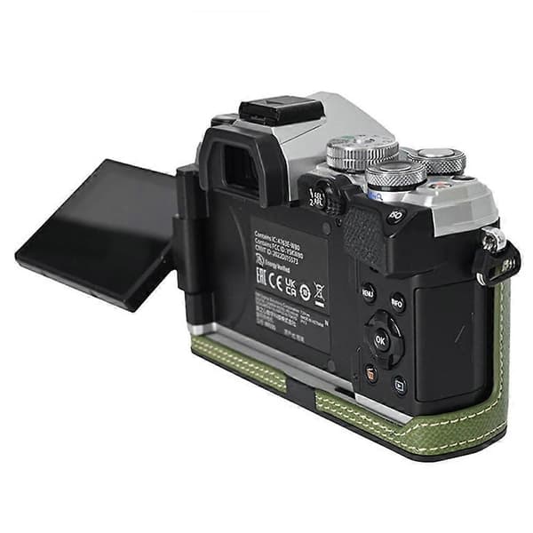 För Olympus OM-5 Kameraväska Batteriöppning Handgrepp PU Läder Halvkropp Botten Skydd - Grön