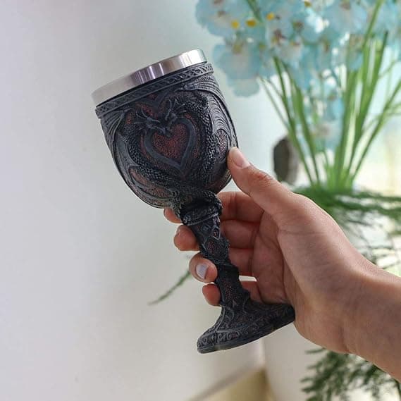 Middelaldersk dobbel drage vinglass - Valentinsdag Dungeons and Dragons W