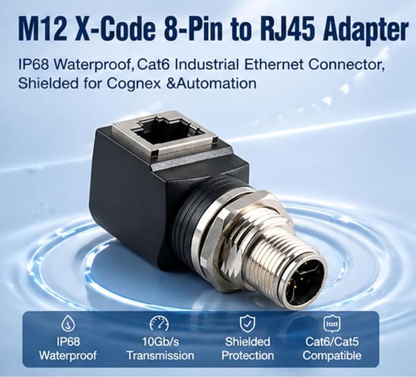 M12 X-Code 8-pin til RJ45-adapter -