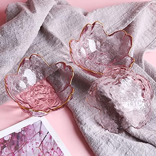 4 stk. glass Sakura-formede krydderfat Forrettstallerkener Dippskåler