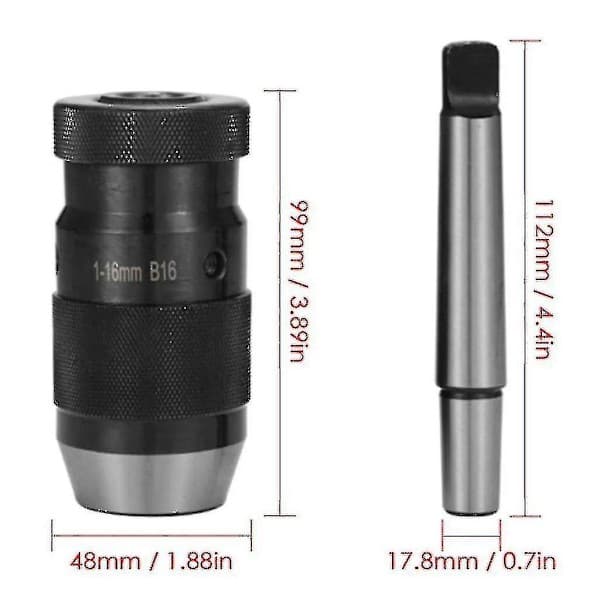 Borrfoder Nyckellöst Foder 1-16mm B16 Med Konisk Dorn Mk2 Utstötarflikar