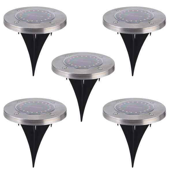 5 stk vanntette solcelledrevne 20LED-brikker nedgravde lamper for utendørs hage plen gårdsplass dekorasjon